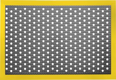 ESD Anti-Fatigue Floor Mat with Holes & 5 cm Yellow Bevel | Infinity Deluxe ESD | Black | 60 x 120 cm